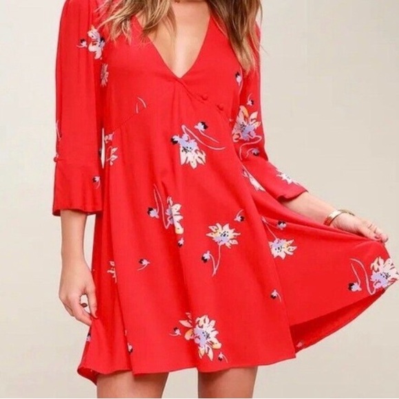 Free People Dresses & Skirts - Free People NWT Time On My Side Red Floral Mini Dress